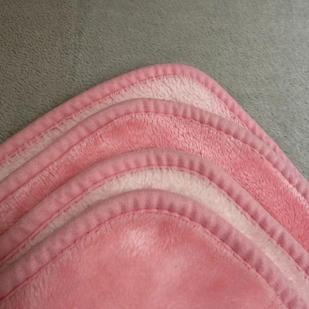 Vtg Baby Blanket Teddy Bear Rocking Horse Chick Pink Mink Kawaii Plush Bow Korea